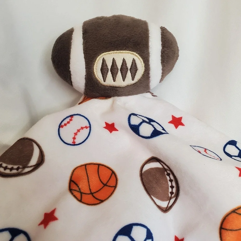 Carters Blue Plush FOOTBALL Sports Themed Baby LOVEY Lovie Security‎ Blanket New